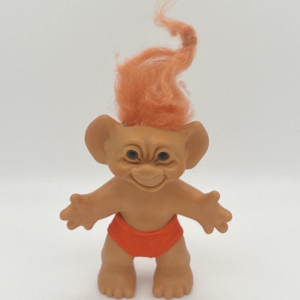 Vintage 60s Uneeda Wishnik Troll Doll Orange Hair & Original Underwear D-190918